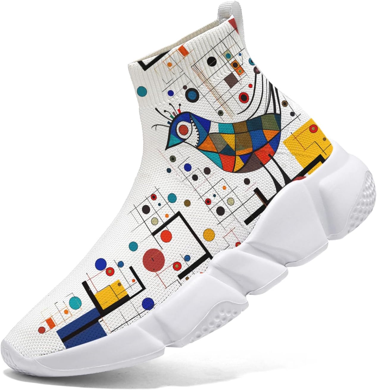 

Мужские носочные кроссовки Hetios в стиле Мондриан, трикотажные слипоны, спортивно-повседневные, расписанные граффити, Mondrian_07
