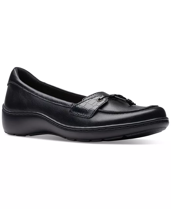 Женские лоферы Cora Haley с комбинированной текстурой и шнуровкой наверху Clarks, черный