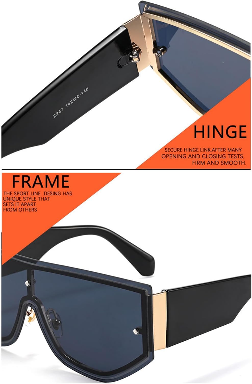 

bullabulling Модные солнцезащитные очки большого размера без оправы квадратной формы для женщин и мужчин, цельные солнцезащитные очки с градиентным затемнением и защитой от УФ-излучения UV400, C3