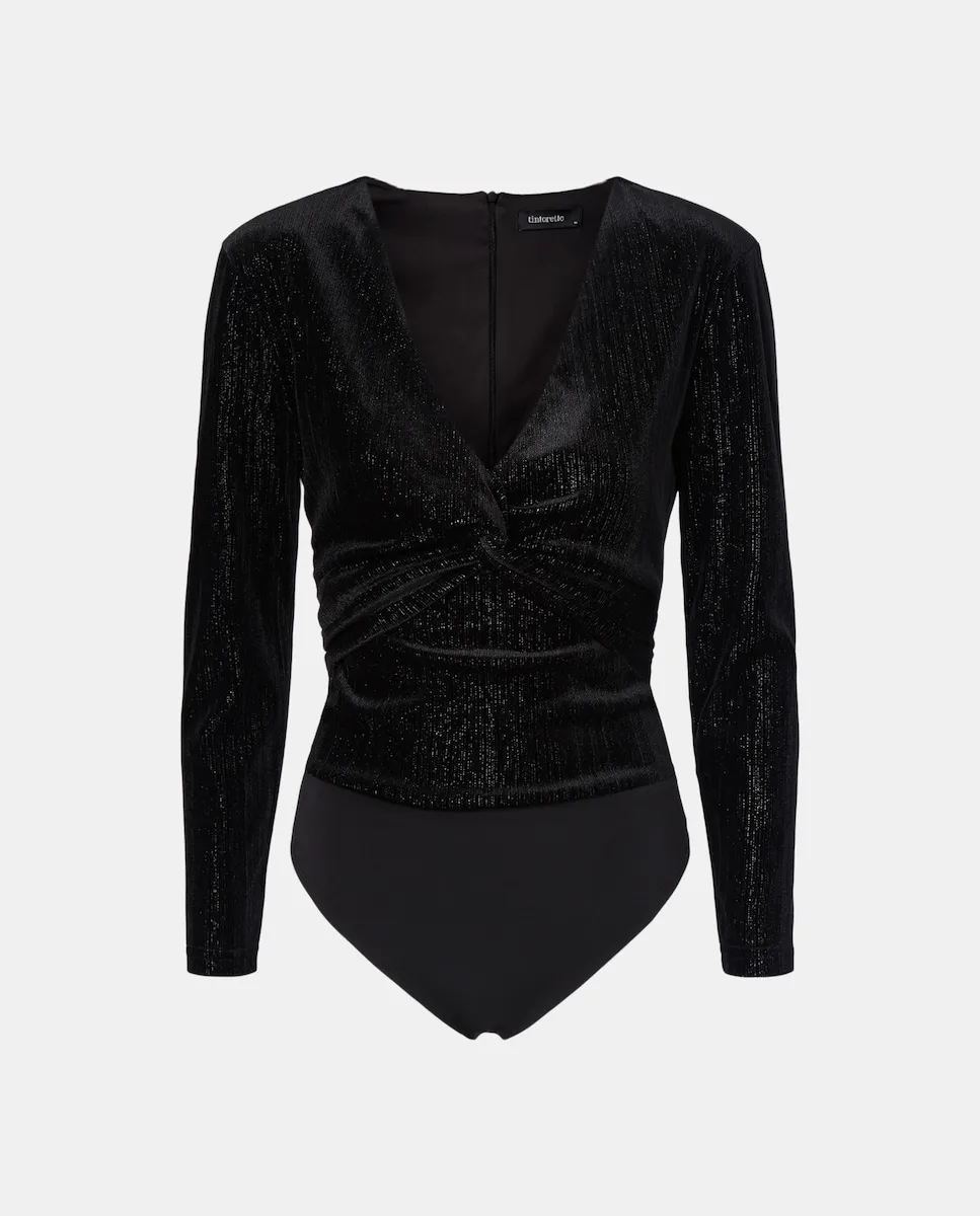 

Вельветовое боди с длинным рукавом Tintoretto, черный