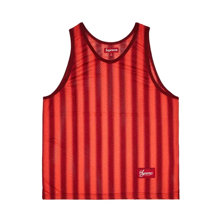 Топ в полоску из сетчатой ткани Supreme, красный