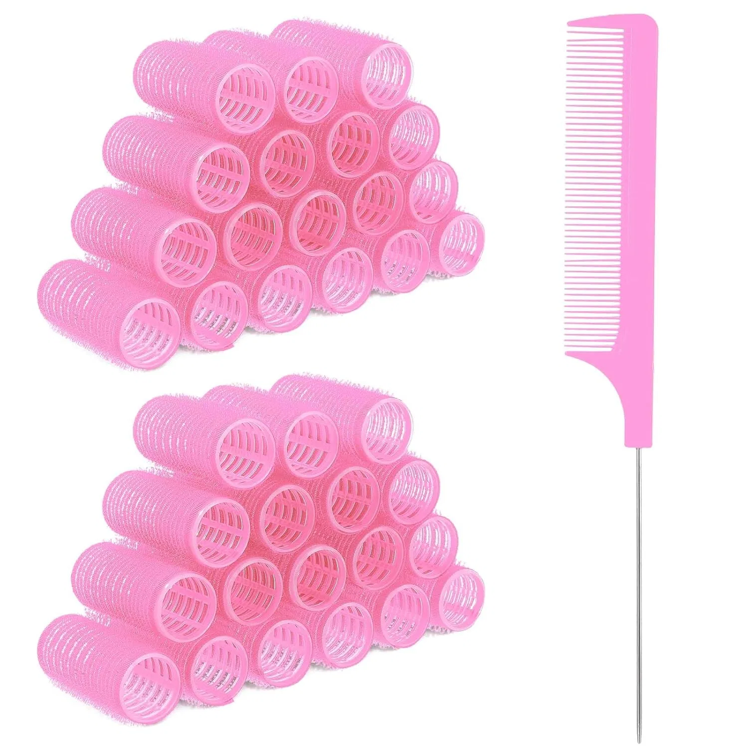 Набор из 18 самоклеящихся бигуди для коротких волос Tucnoeu Tucnoeu, Pink