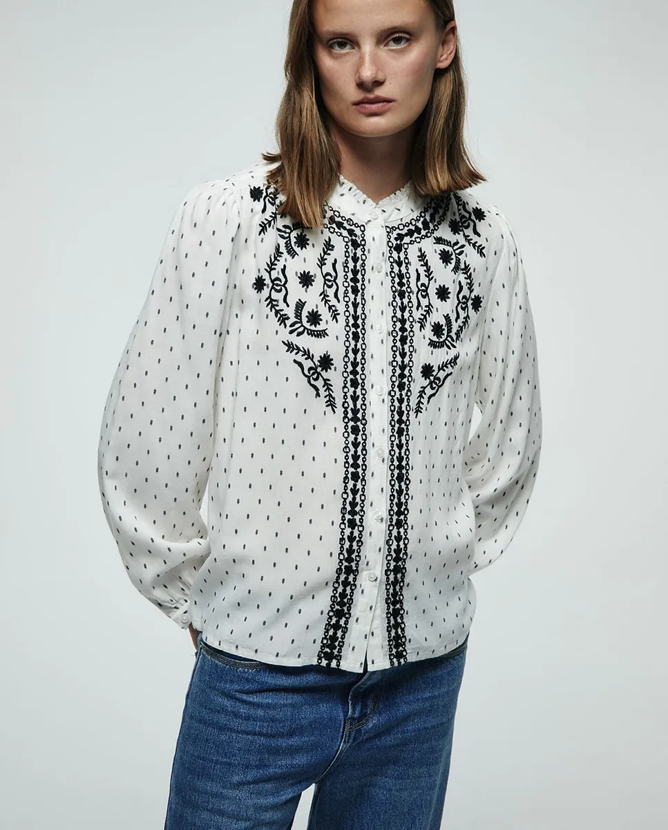 

Вышитая блуза с нагрудником Sfera, белый