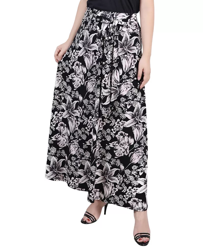 

Юбка макси с принтом и поясом на завязках Petite NY Collection, мультиколор