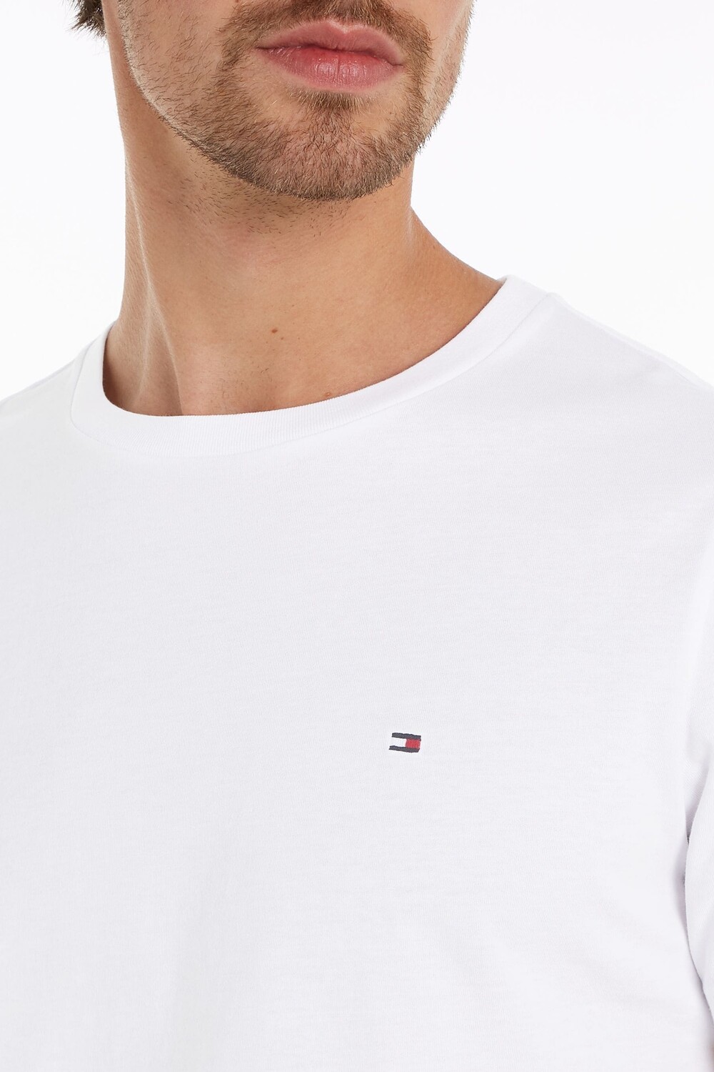 Обычная однотонная футболка стандартного кроя Tommy Hilfiger, белый — фото 3