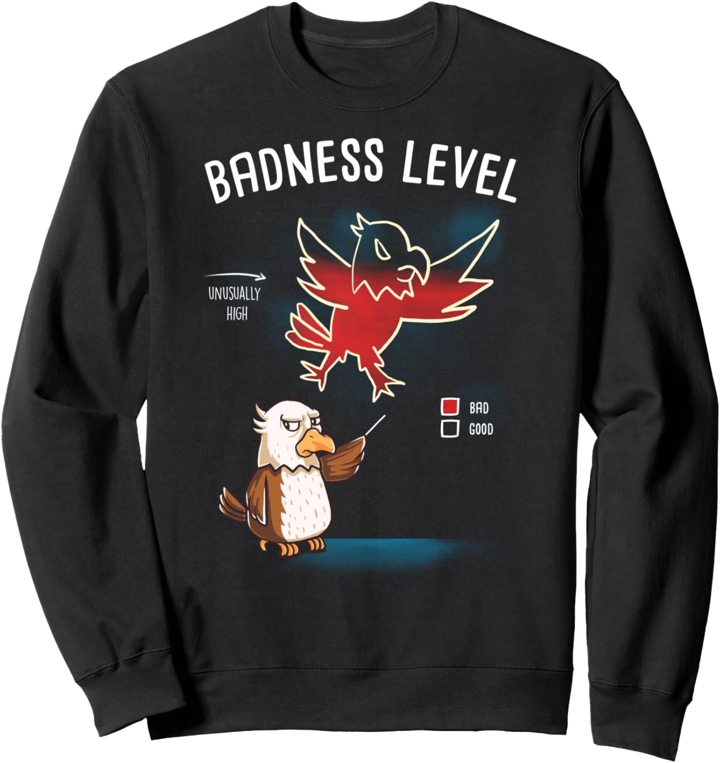 

Диаграмма уровней плохости. Забавная толстовка с изображением плохого американского белоголового орла, черная Bcc Eagle Shirts & American Bald Eagles Gifts, Черный, Диаграмма уровней плохости. Забавная толстовка с изображением плохого американского белого