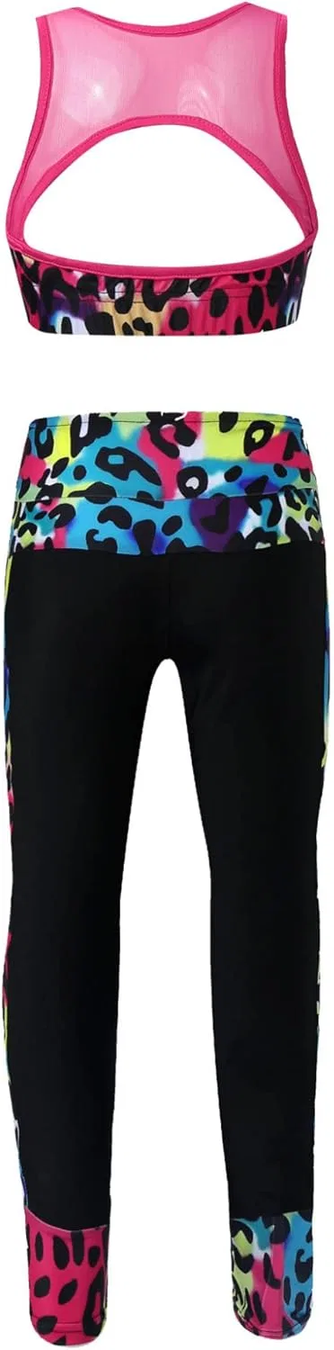 Детский спортивный костюм из 2 предметов, топ и леггинсы, VernLan, Leopard — фото 2