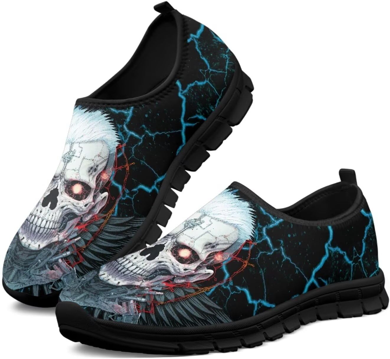 

Мужские слипоны Howilath с рисунком черепа, повседневная обувь для дома, кроссовки для бега, обувь без шнурков с противоскользящей подошвой, Skull Print