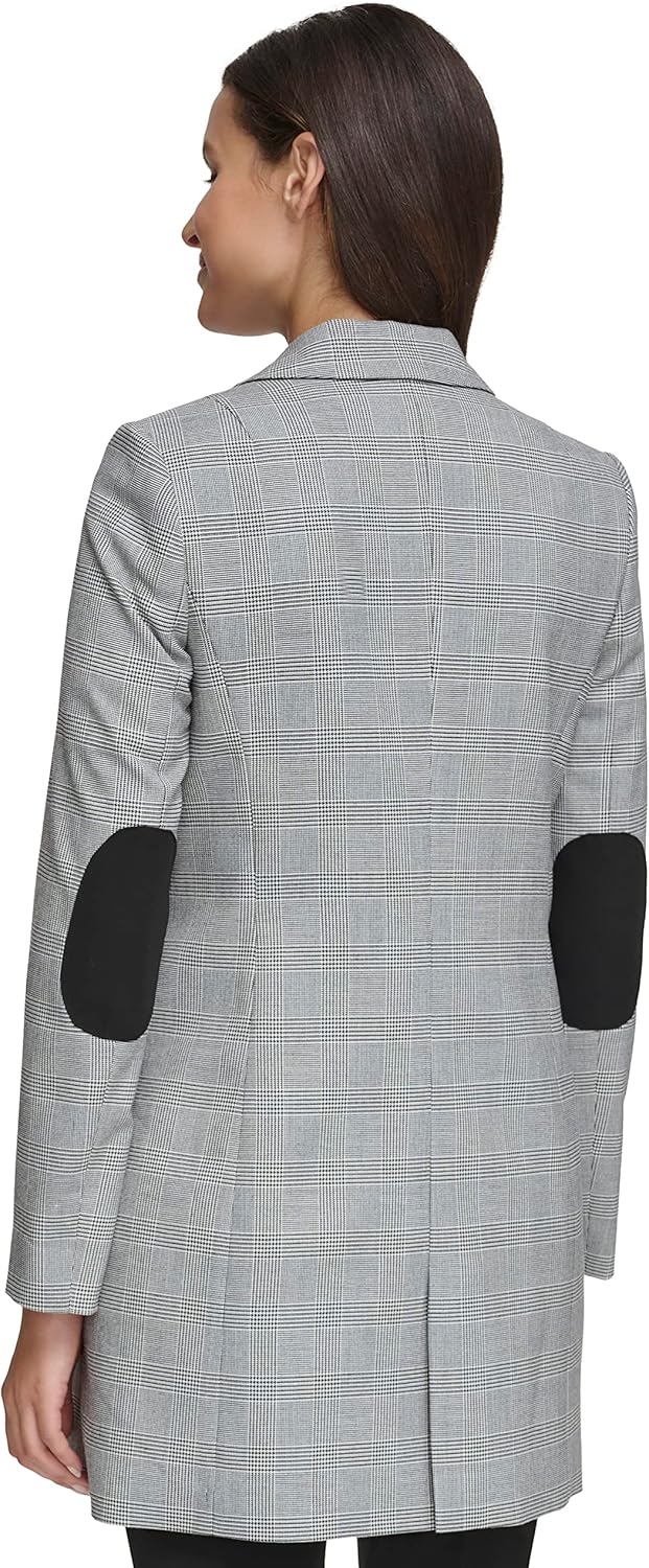 Женский длинный клетчатый приталенный блейзер Tommy Hilfiger на одной пуговице, Black/Ivory Multi — фото 4