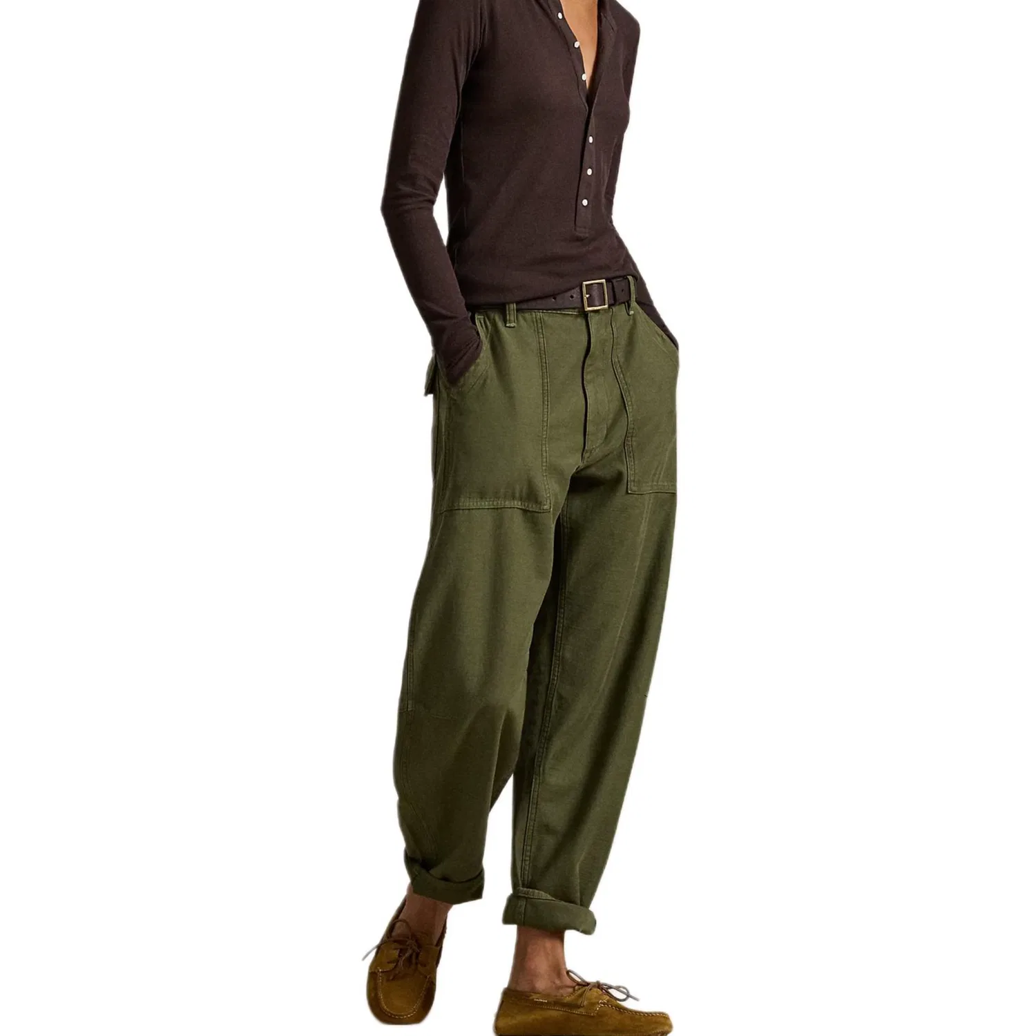 Брюки повседневные Relaxed Fit Polo Ralph Lauren темно-оливковый — фото 4