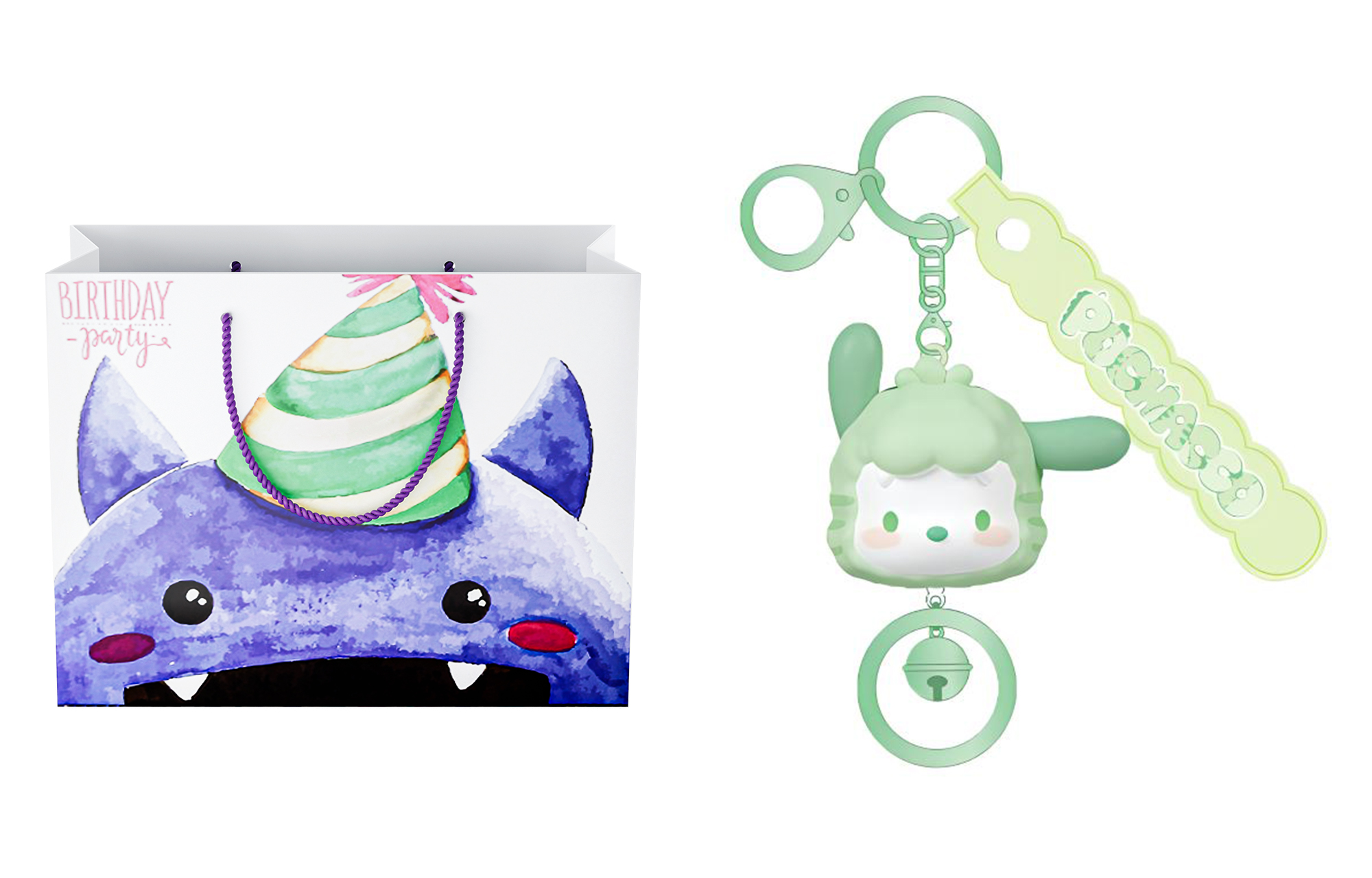 

Sanrio Кулон для сумки из ПВХ и цинкового сплава унисекс, Pochacco+Exquisite Shopping Bag A