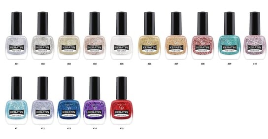 Кератиновый лак для ногтей 411 Golden Rose, Keratin Glitter Nail Color — фото 2