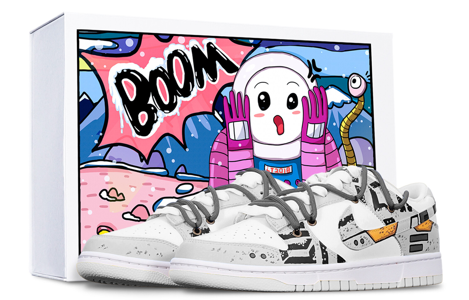 

Кроссовки Nike Dunk Skateboard Shoes Women's Low-Top Black White Gray