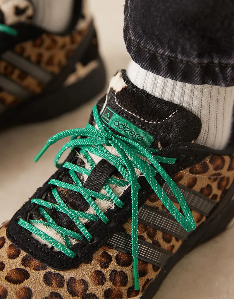 Кроссовки Adidas Adios OG с леопардовым принтом и мехом пони — фото 4
