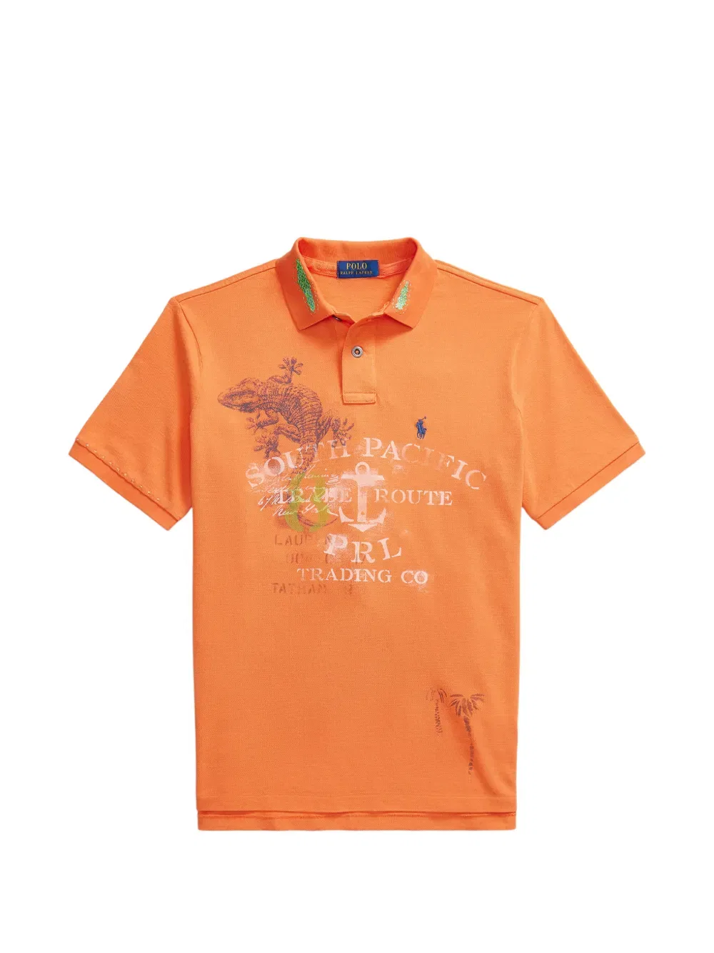 Рубашка-Поло из пике с графическим принтом Polo Ralph Lauren, оранжевый