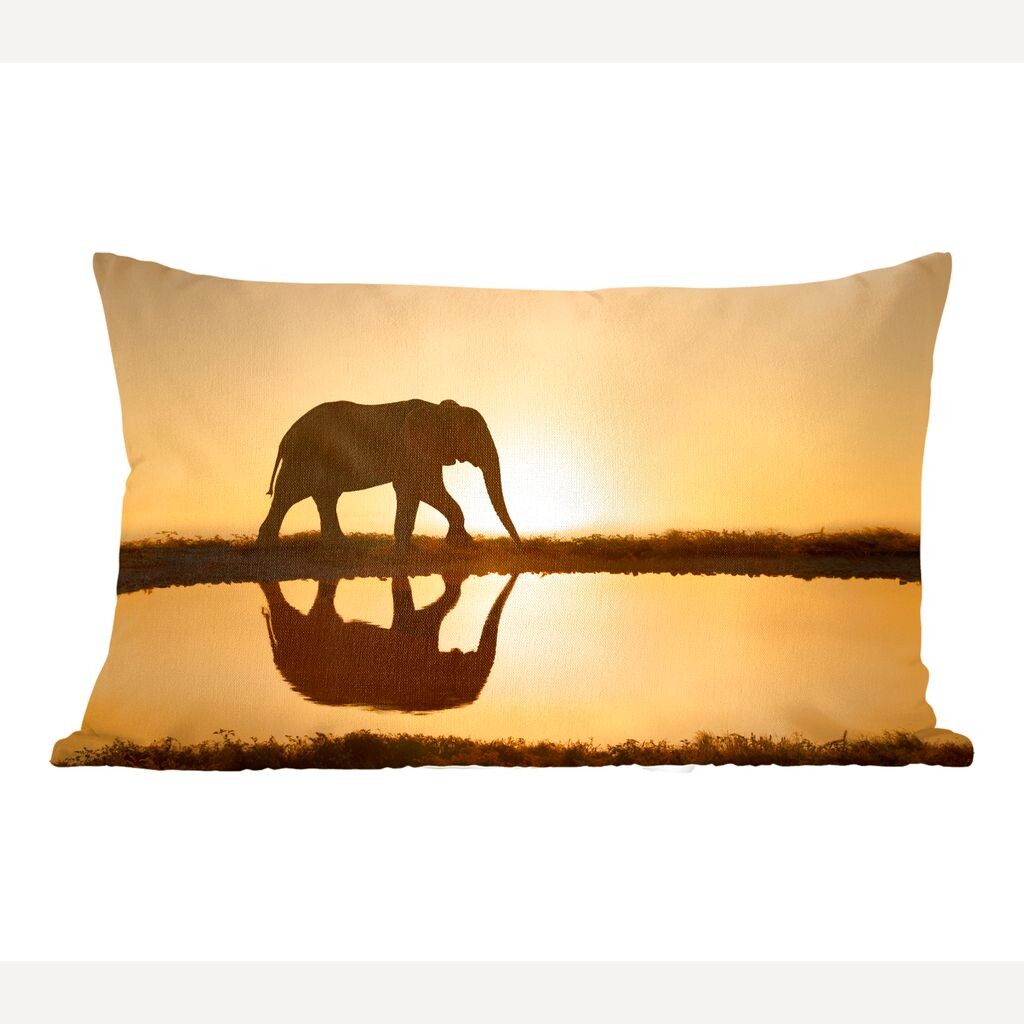 

MuchoWow Elephant - Силуэт слона на закате - 50x30 см - чехлы на диванные подушки - без наполнителя