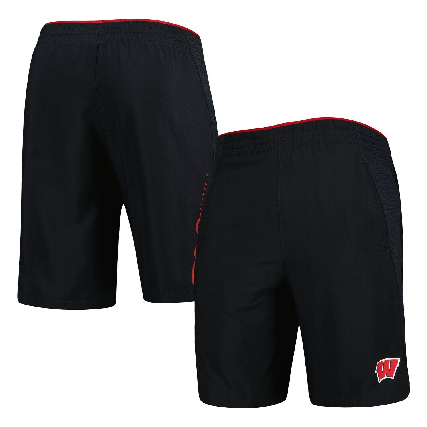 

Мужские черные тканые шорты Wisconsin Badgers Under Armour