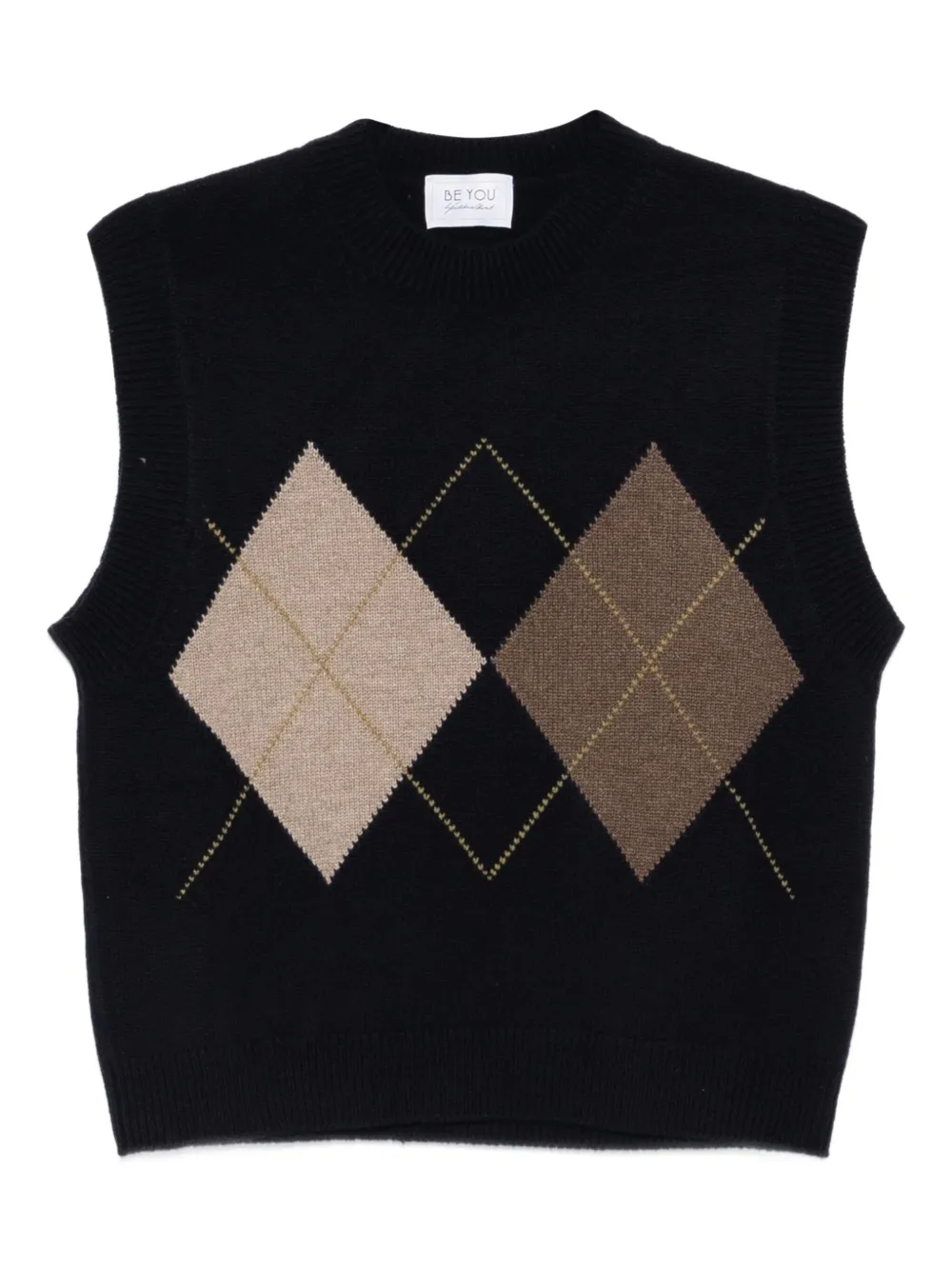

Безрукавный свитер с ромбовидным узором BeYou, синий
