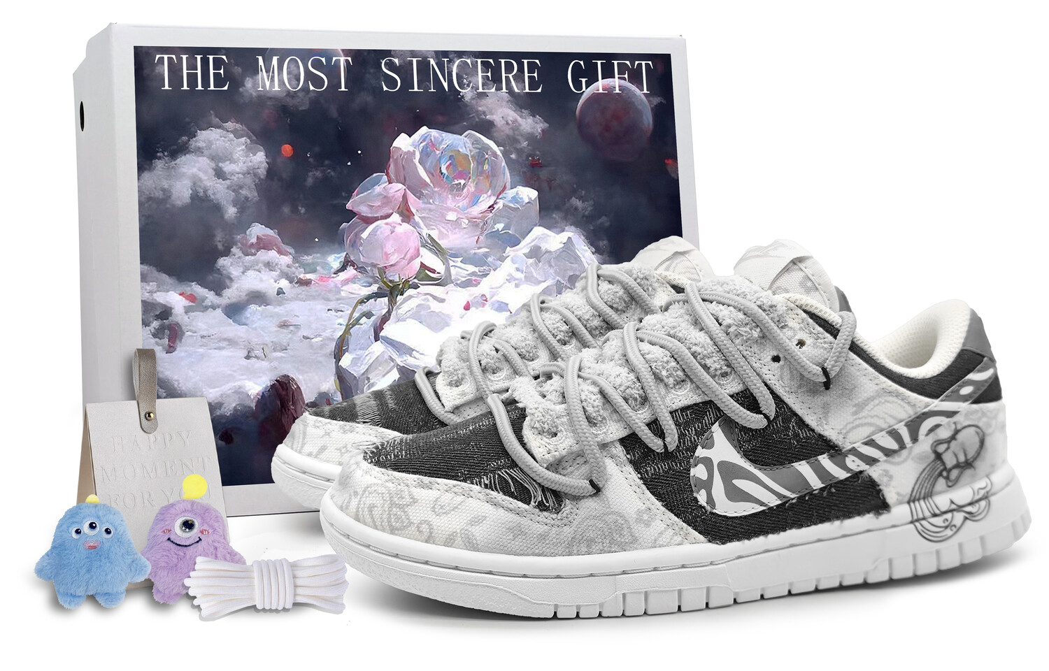

Кроссовки Nike Dunk Skateboarding Shoes Women's Low-top White, серый