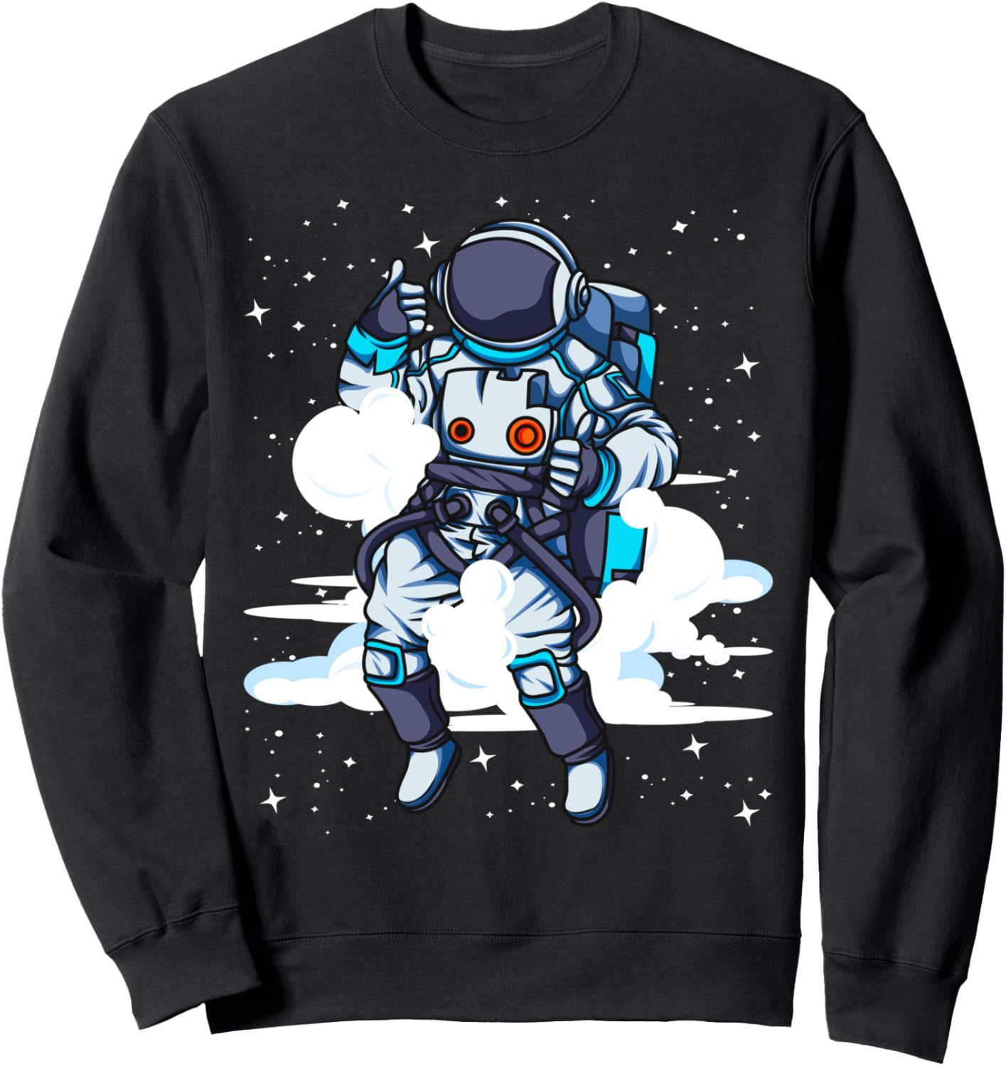 

Толстовка с изображением астронавта, сидящего на облаке, отдыхающего на облаках и под звездами Astronaut Posing On A Cloud Shop, черный