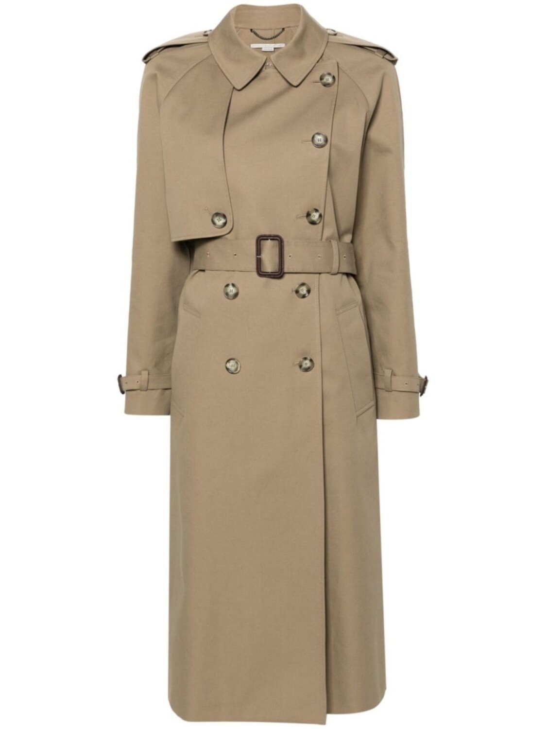 

Хлопковый тренч с поясом Stella McCartney, бежевый
