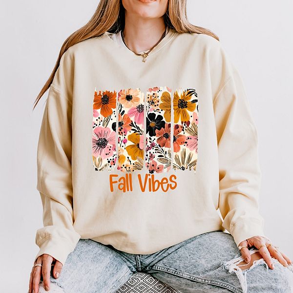 

Свитшот женский легкий garment dyed с цветочным принтом Fall vibes Simply Sage Market, Ivory