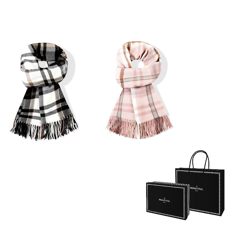 

Шарф JW Faux Cashmere Knit Unisex J W, 2 pack (черный+розовый)