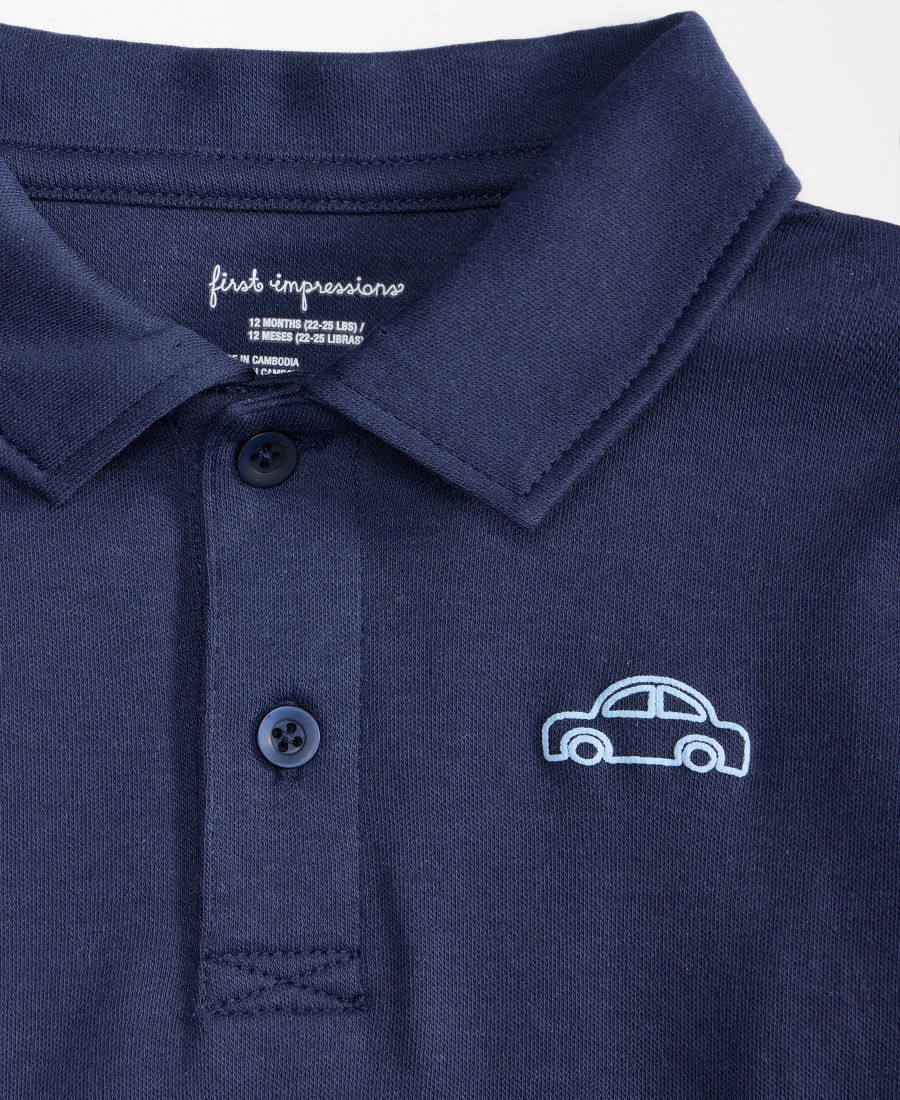 Детская мини-рубашка-поло с изображением автомобиля для мальчиков First Impressions, Navy Nauti — фото 3