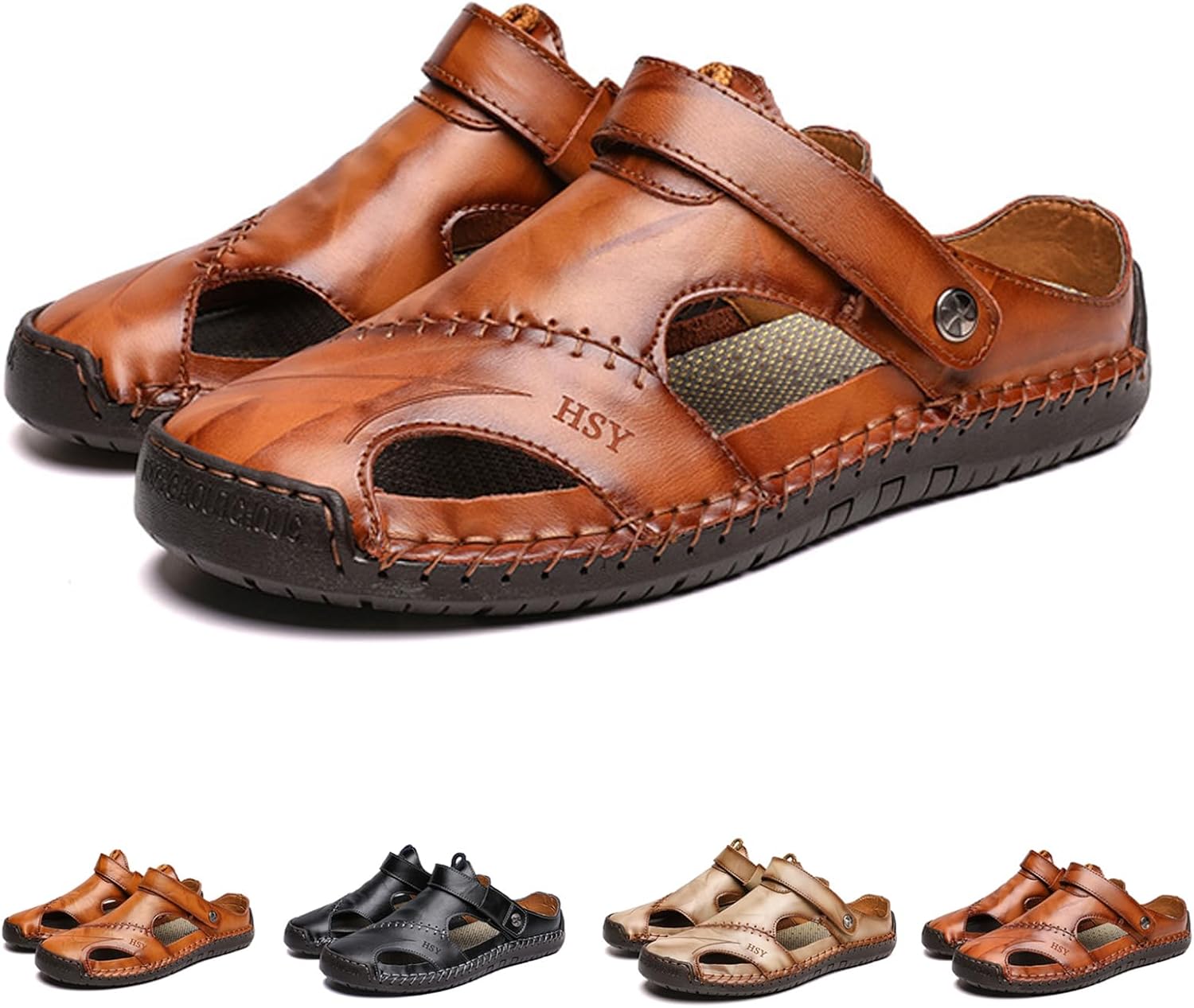 

Мужские дышащие сандалии FETNHU из мягкой кожи большого размера, сандалии Arkget Shoes для мужчин, легкие летние сандалии для мужчин, 10 Yellow