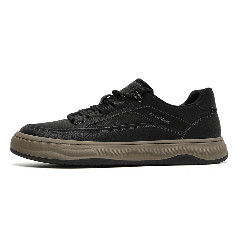 

SEPTWOLVES Мужские низкие скейтерские кеды черные, цвет Black (Standard Leather Shoe Size)