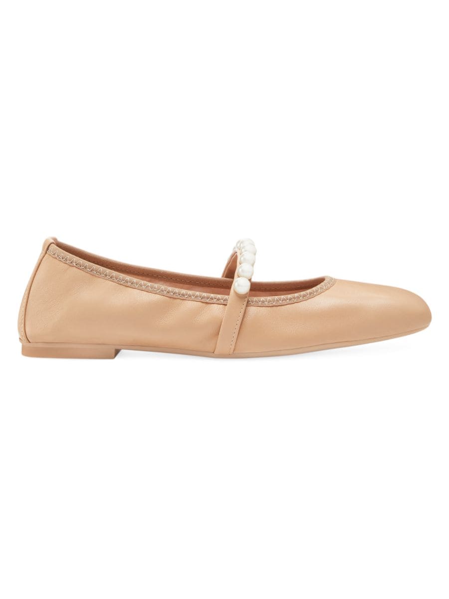 Кожаные балетки Goldie с декором Stuart Weitzman, цвет Adobe