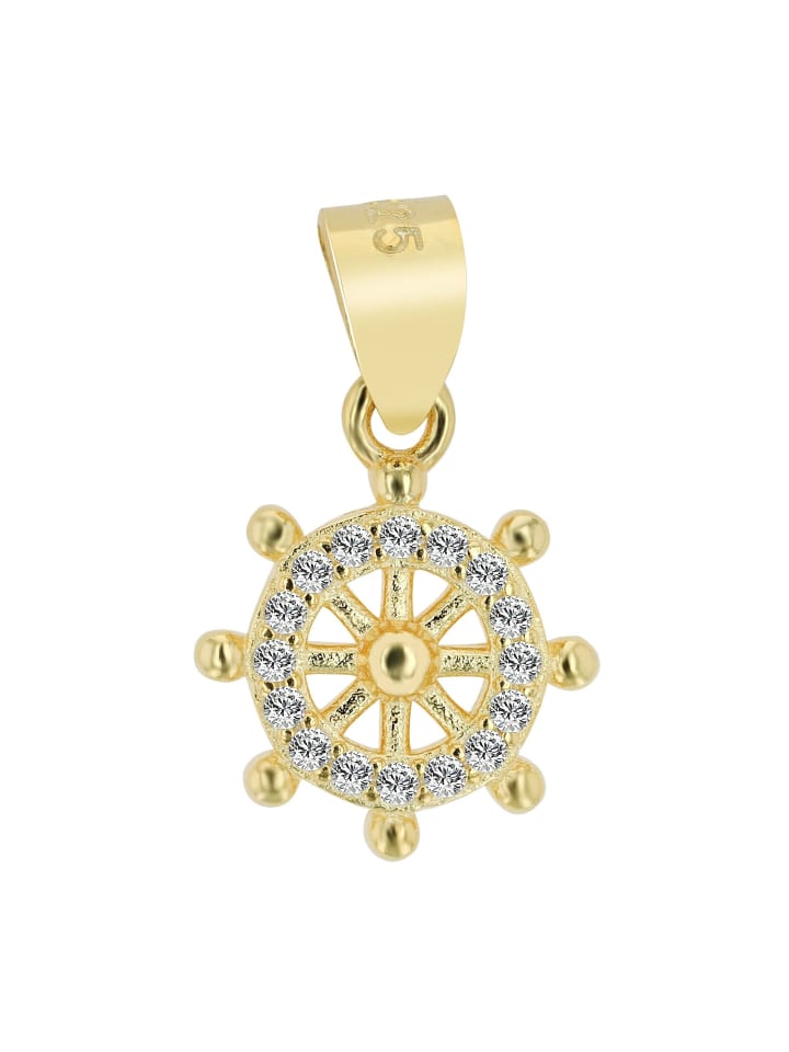 

Adeliás Кулон в виде женского руля из серебра 925 пробы с цирконием в золотой оправе