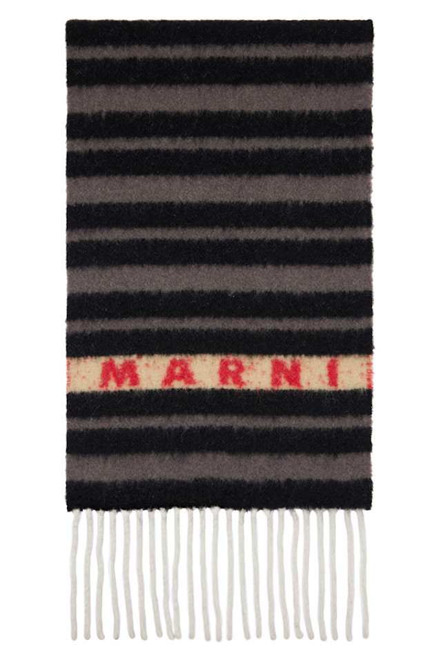 

Полосатый шарф из альпаки Marni, черный