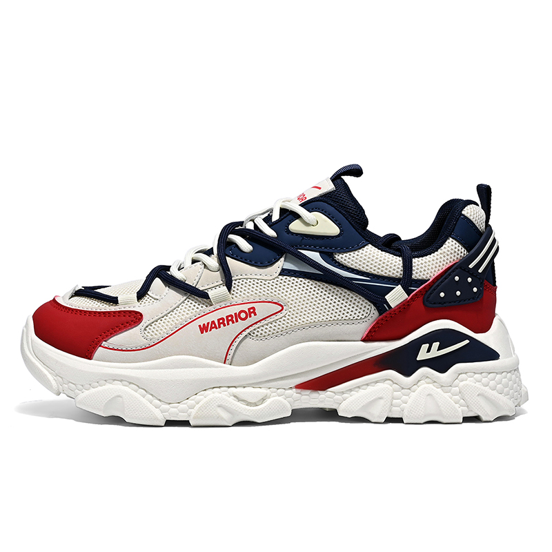 

WARRIOR Нескользящие, износостойкие, дышащие низкие массивные кроссовки для мужчин бежевого, синего, красного цвета