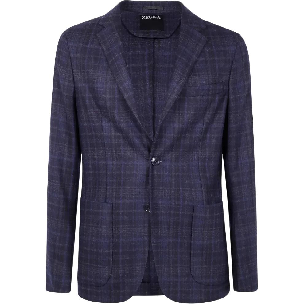 

Ermenegildo Zegna Однобортный клетчатый пиджак Zegna, Black
