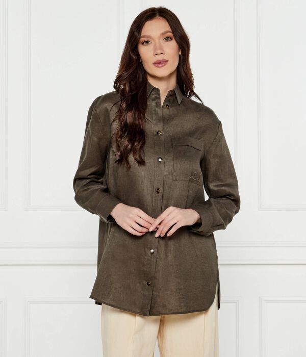 

Льняная рубашка Ноэль Loose fit Max Mara Leisure, хаки