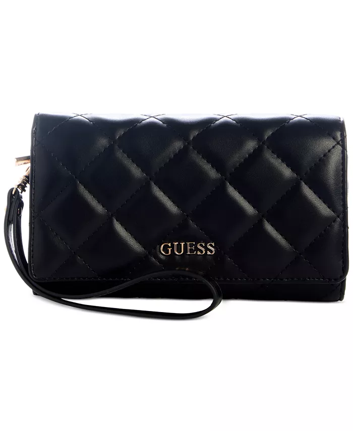 

Сумка Tinsley Quilted Phone Organizer Wristlet GUESS, черный