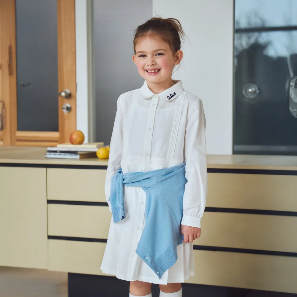 Детское платье-рубашка Оксфорд белое от Satur Kids — фото 2