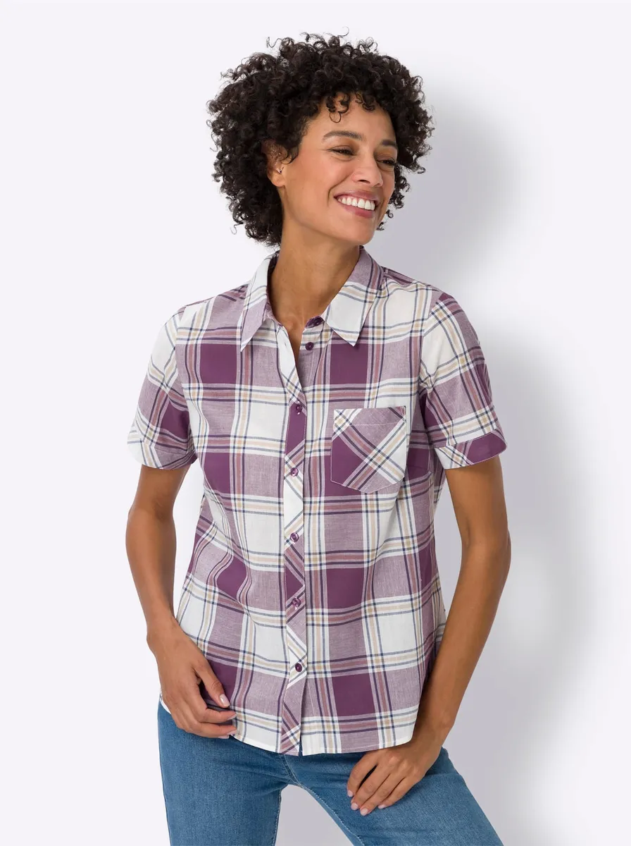 

Блузка Classic Basics в клетку, цвет Violett-Ecru-Kariert