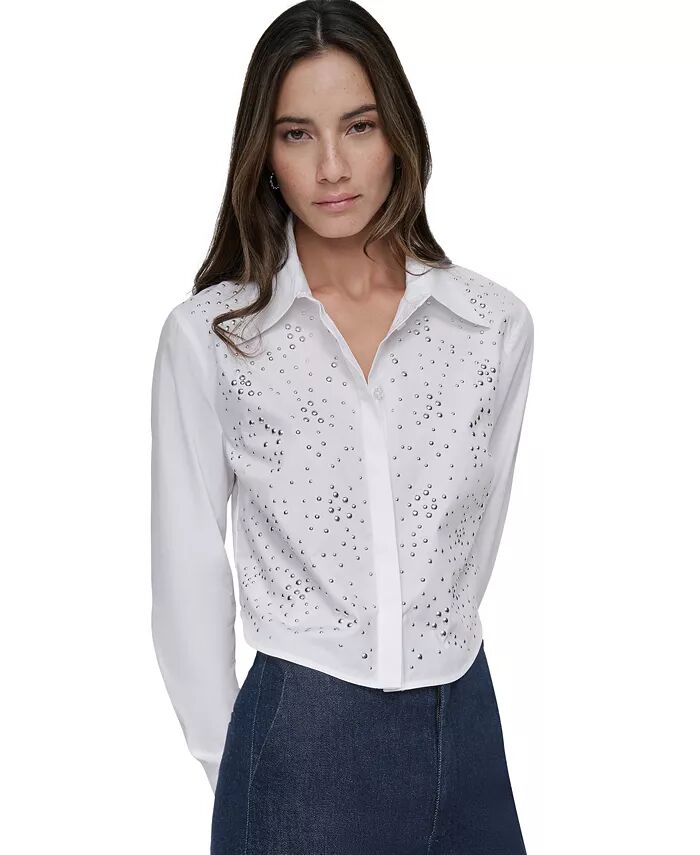 

Укороченная рубашка Petite с пуговицами спереди DKNY Jeans, белый