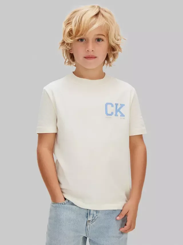 Детская футболка с коротким рукавом и логотипом, белая Calvin Klein