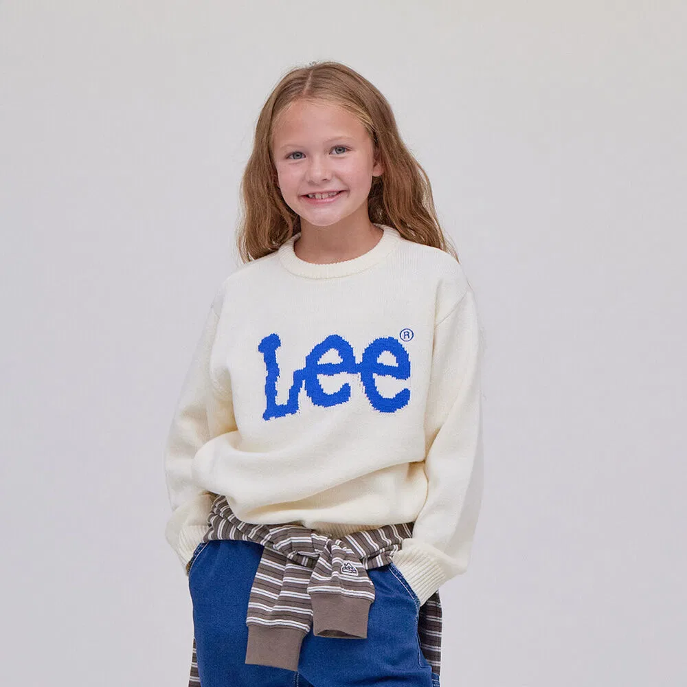 Детский вязаный пуловер Standard Fit Big Logo цвета айвори от Lee Kids