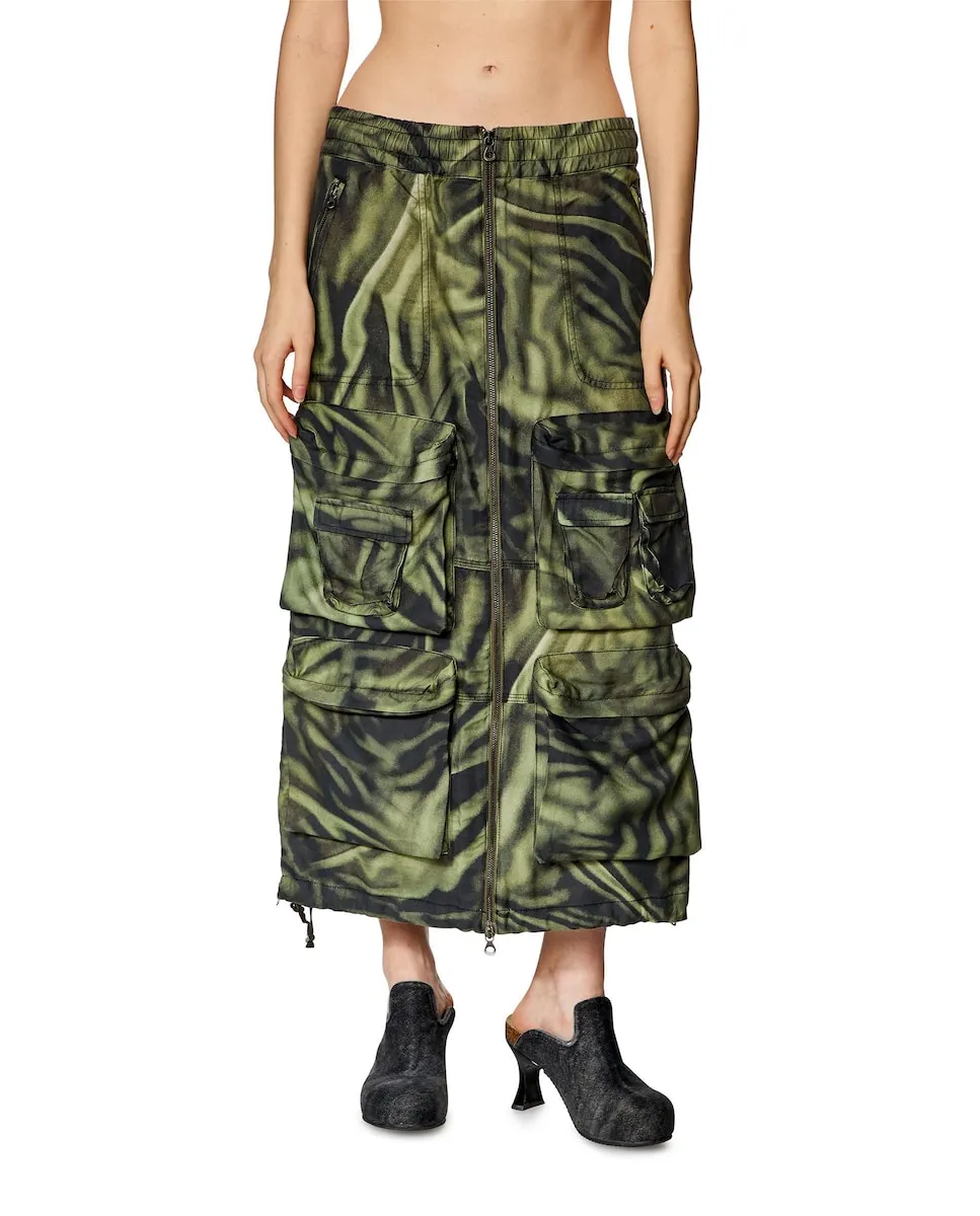 

Длинная юбка с карманами и молнией Diesel, цвет Verde Militar