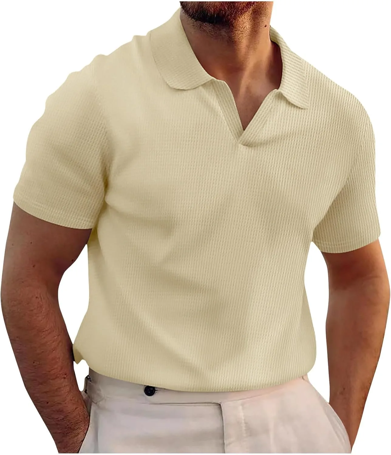 

Мужская футболка-поло V-образного выреза, свободная, легкая