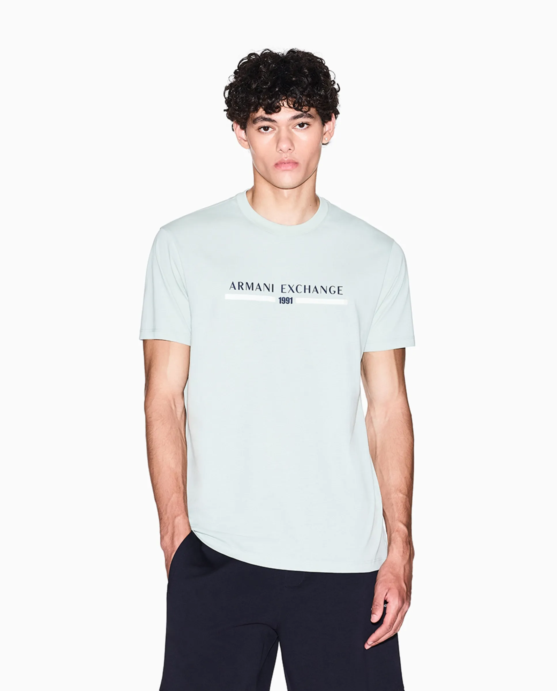 

Мужская футболка с коротким рукавом и логотипом Armani Exchange, бирюзовый