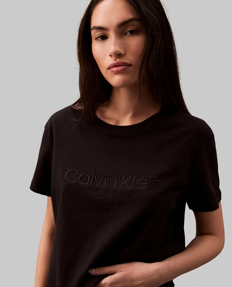Пижамная футболка – хлопковые футболки Calvin Klein, черный — фото 3