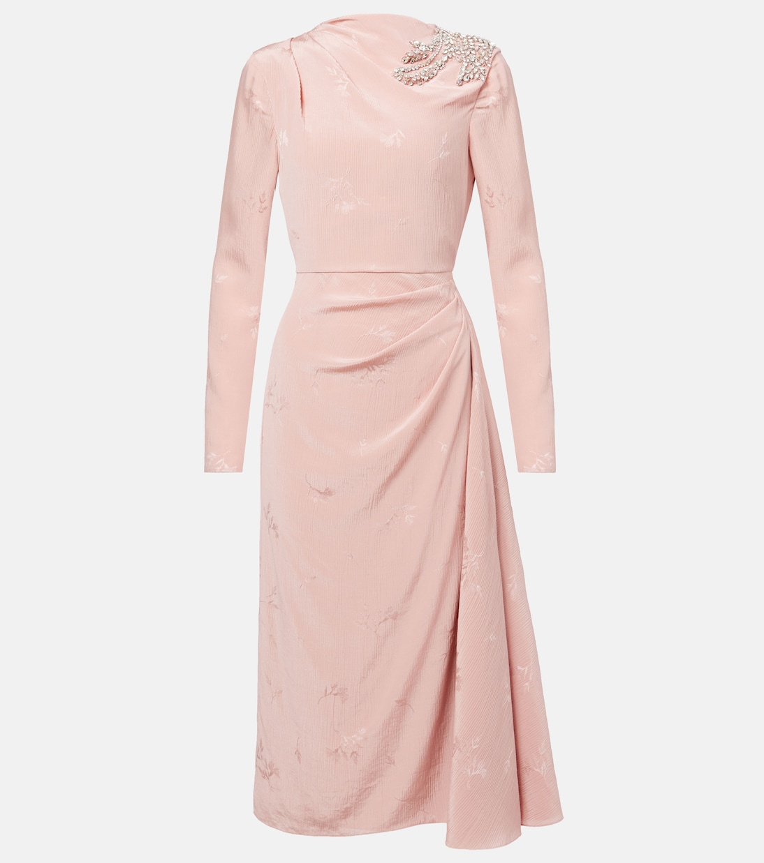 

Платье миди из шелка и хлопка с драпировкой Erdem, Dusty Rose