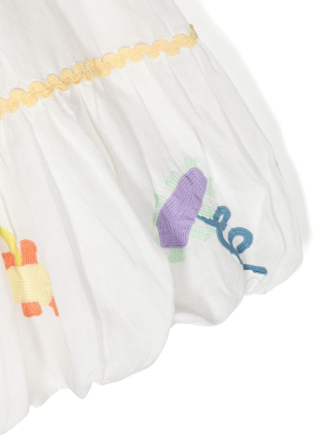 Stella McCartney Kids льняное платье с цветочной вышивкой, белый — фото 3