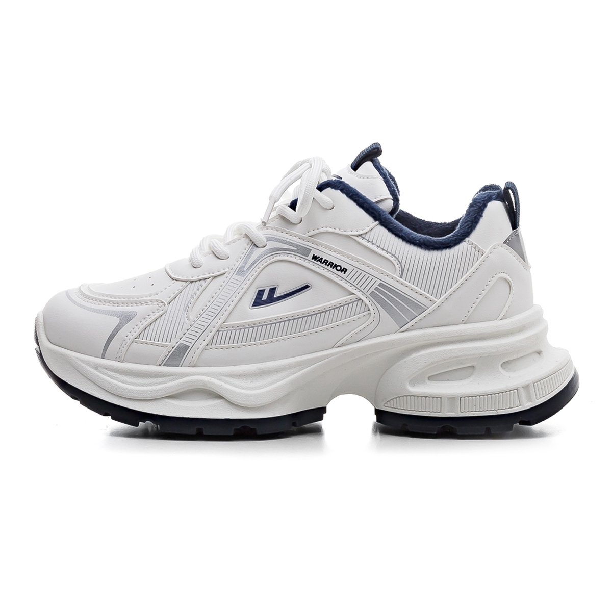 

Ограниченная коллекция "Год змеи" повседневная обувь износостойкая увеличивающая рост низкие массивные кроссовки unisex WARRIOR, белый темно-синий (Fleece-Lined)