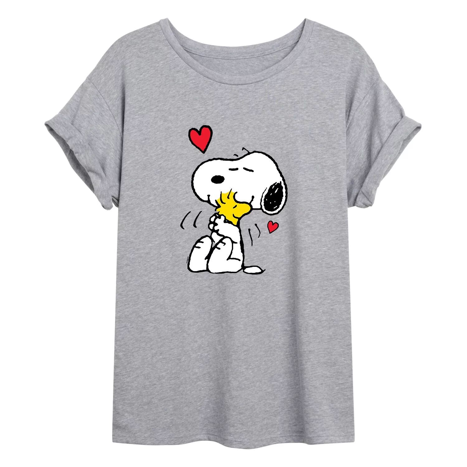 

Струящаяся футболка Juniors' Peanuts Snoopy Hug Licensed Character, серый